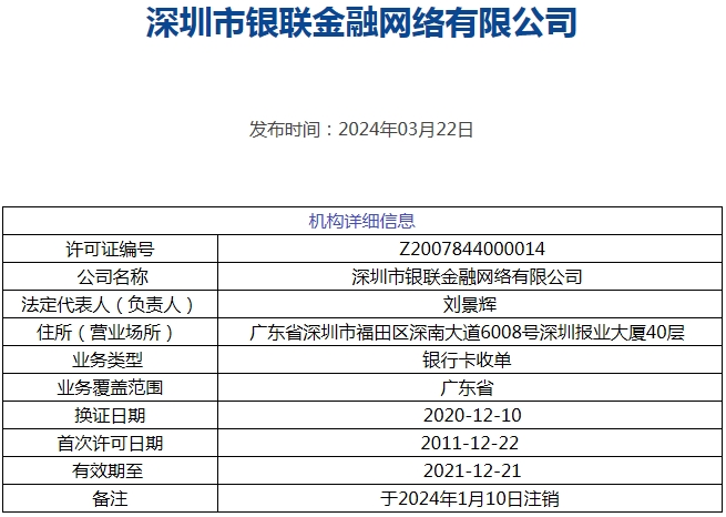 子公司注销支付牌照 银联商务再“瘦身”