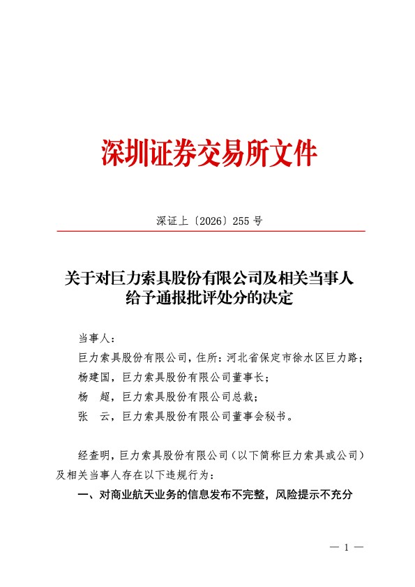 巨力索具被证监会立案调查