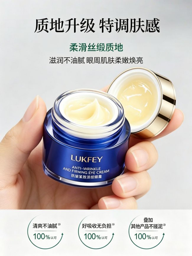 从社交平台自来水到复购榜常客：露卡菲娅小蓝瓶淡纹眼霜为何能在一众眼霜中跑出口碑长尾？