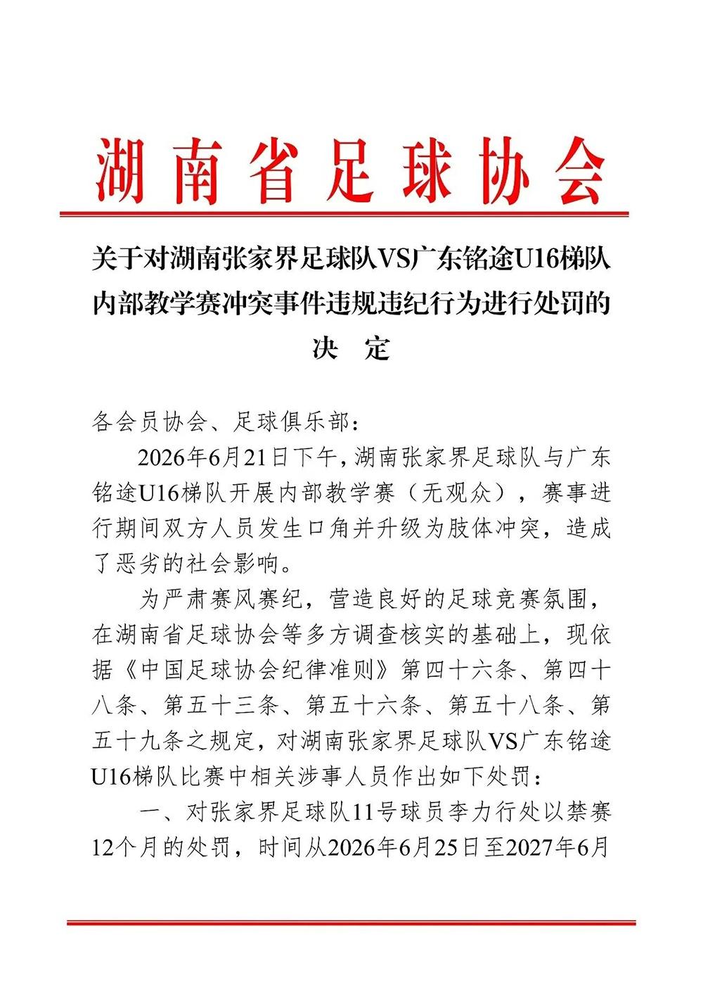 14岁小球员遭张家界足球队殴打，广东足协、湖南足协：多人被处罚