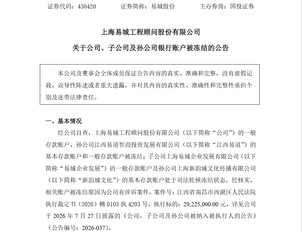 易城股份及实控人收警示函 停牌逾三月摘牌风险未解 